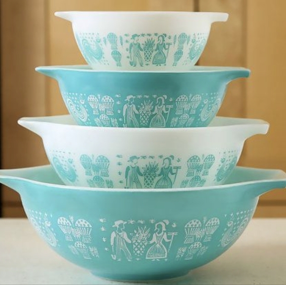 Pyrex Other - Vintage Pyrex Complete Set 4 Amish Butterprint Cinderella Mixing Bowls